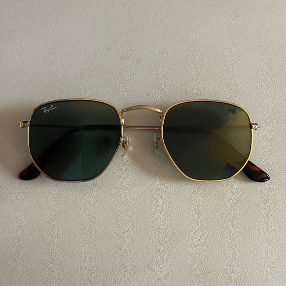 Ray-Ban Hexagonal Flat Lenses Gold/Green Lenses - Picture 4 of 8